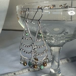 Silvertone and tiny bead dangle earrings